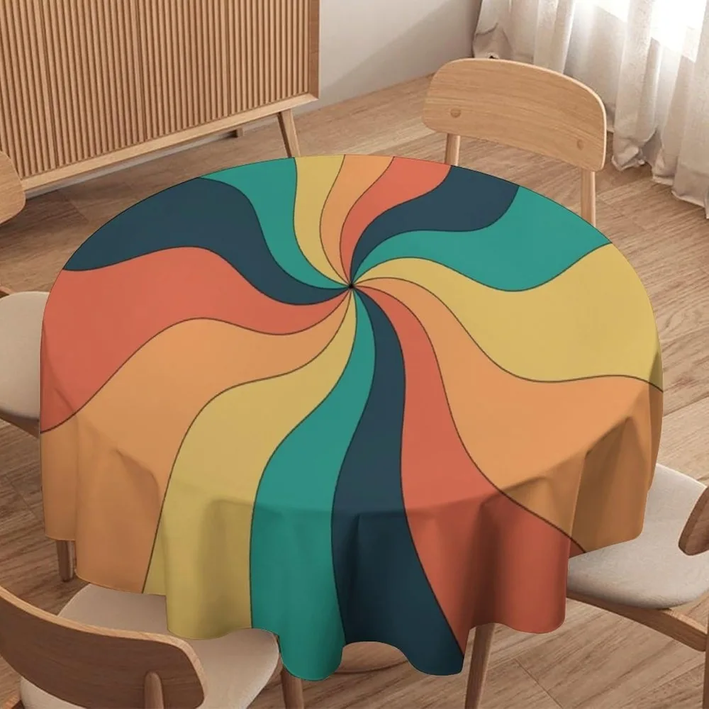 Century Textile & Sewing Supply Reviews - Retro Groovy Swirl Round Tablecloth Abstract