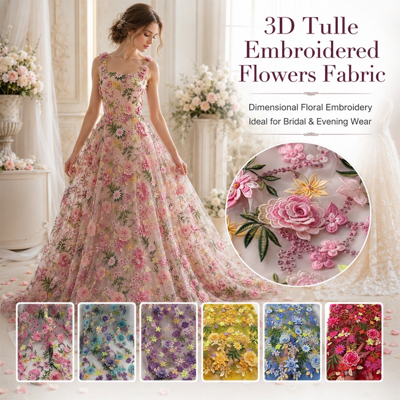 90x130cm 3D Floral Embroidered - Textile And Sewing Supply recension och pris